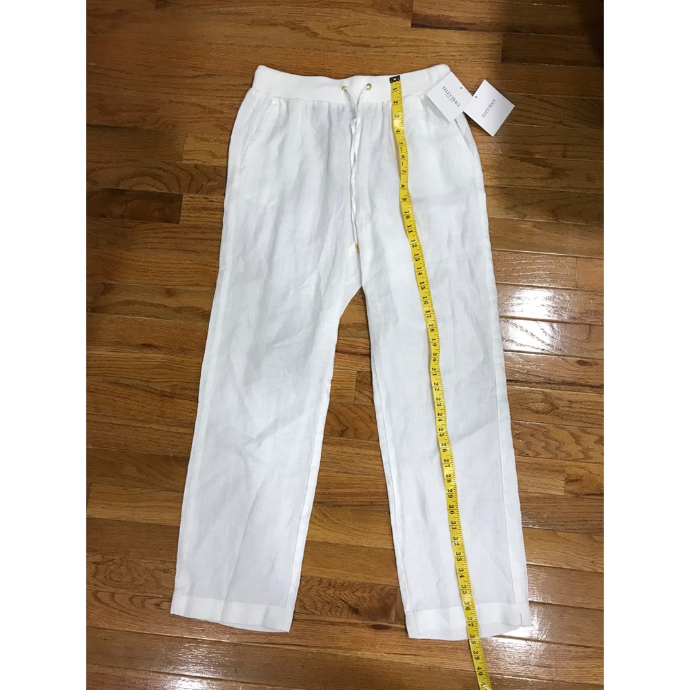 ELLEN TRACEY White 100% Linen Pants Linen Pants